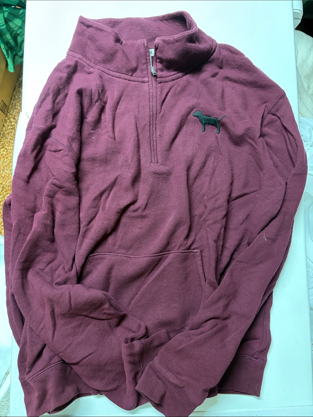 PINK Victoria's Secret Men's Quarter-Zip Sweater in Wine